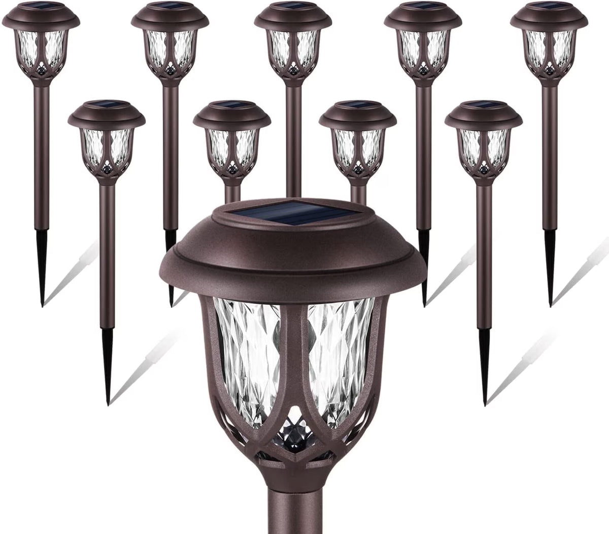 Solar Pathway Lights - 10-Pack Outdoor Garden Walkway Lights