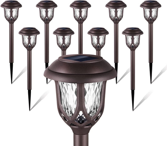 Solar Pathway Lights - 10-Pack Outdoor Garden Walkway Lights