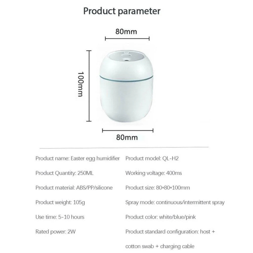 Cool Mist Humidifier with LED Light - Quiet Bedroom Air Humidifier