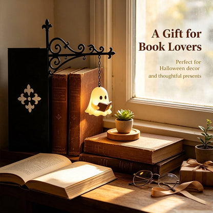Cozy Ghost Reading Lamp - Warm LED Bookshelf Night Light